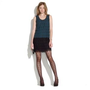 Madewell Teal and Black Sleeveless Textured Mini Dress